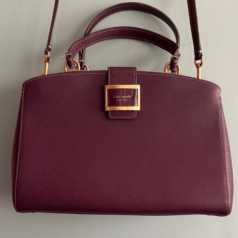kate spade Plum/Deep Berry Leather Satchel with Gold Hardware